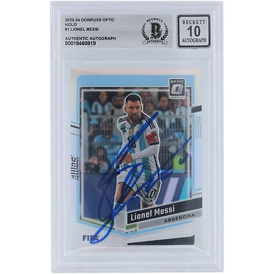 Lionel Messi Argentina National Team Autographed 2023-24 Panini Donruss Optic Holo #1 BAS Authenticated 10 Card