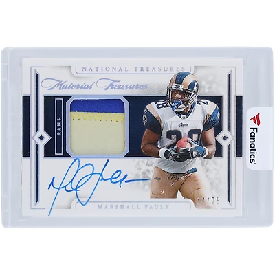 Marshall Faulk St. Louis Rams Autographed 2023 Panini National Treasures Holo Silver Material Treasures Dual-Color Jersey Relic #MTS-MFA #14/25 Card