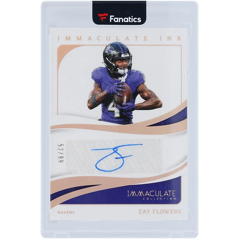 Zay Flowers Baltimore Ravens Autographed 2024 Panini Immaculate Collection Immaculate Ink #II-ZFS #52/99 Card