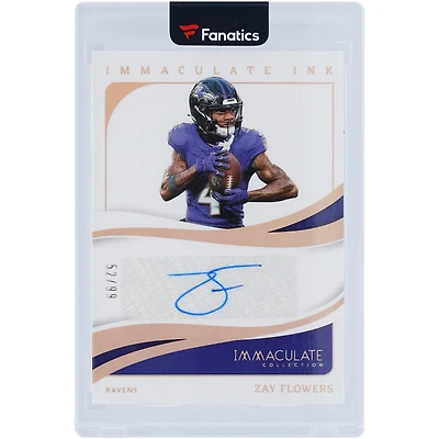 Zay Flowers Baltimore Ravens Autographed 2024 Panini Immaculate Collection Immaculate Ink #II-ZFS #52/99 Card