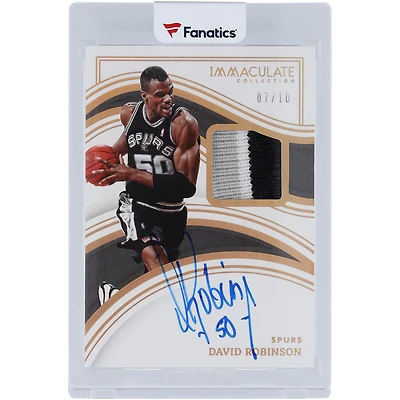 David Robinson San Antonio Spurs Autographed 2022-23 Panini Immaculate Collection Patch Jersey Tri-Color Relic Gold #IPA-DRO #7/10 Card