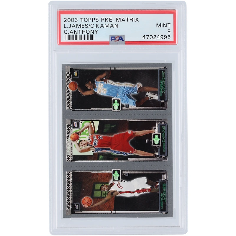 LeBron James, Chris Kaman & Carmelo Anthony 2003 Topps Rookie Matrix #113/116/111 PSA Authenticated 9 Rookie Card