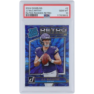 J.J. McCarthy Minnesota Vikings 2024 Panini Donruss Rated Rookie Retro #2 PSA Authenticated 10 Rookie Card