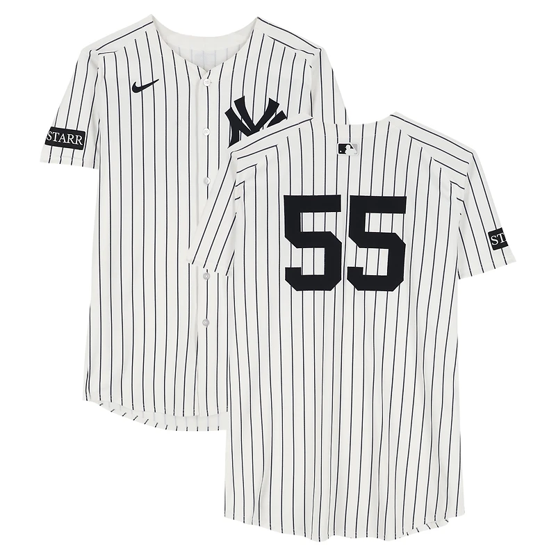 Carlos Rodón New York Yankees Game-Used #55 White Pinstripe Nike Jersey vs. Toronto Blue Jays on October 7, 2025 - ALDS Game 3