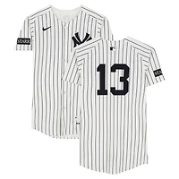 Jazz Chisholm Jr. New York Yankees Game-Used #13 White Pinstripe Nike Jersey vs. Toronto Blue Jays on October 8, 2025 - ALDS Game 4