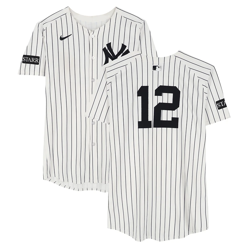 Trent Grisham New York Yankees Game-Used #12 White Pinstripe Nike Jersey vs. Toronto Blue Jays on October 8, 2025 - ALDS Game 4