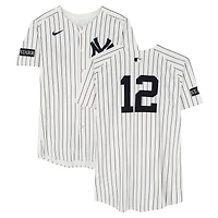 Trent Grisham New York Yankees Game-Used #12 White Pinstripe Nike Jersey vs. Toronto Blue Jays on October 8, 2025 - ALDS Game 4