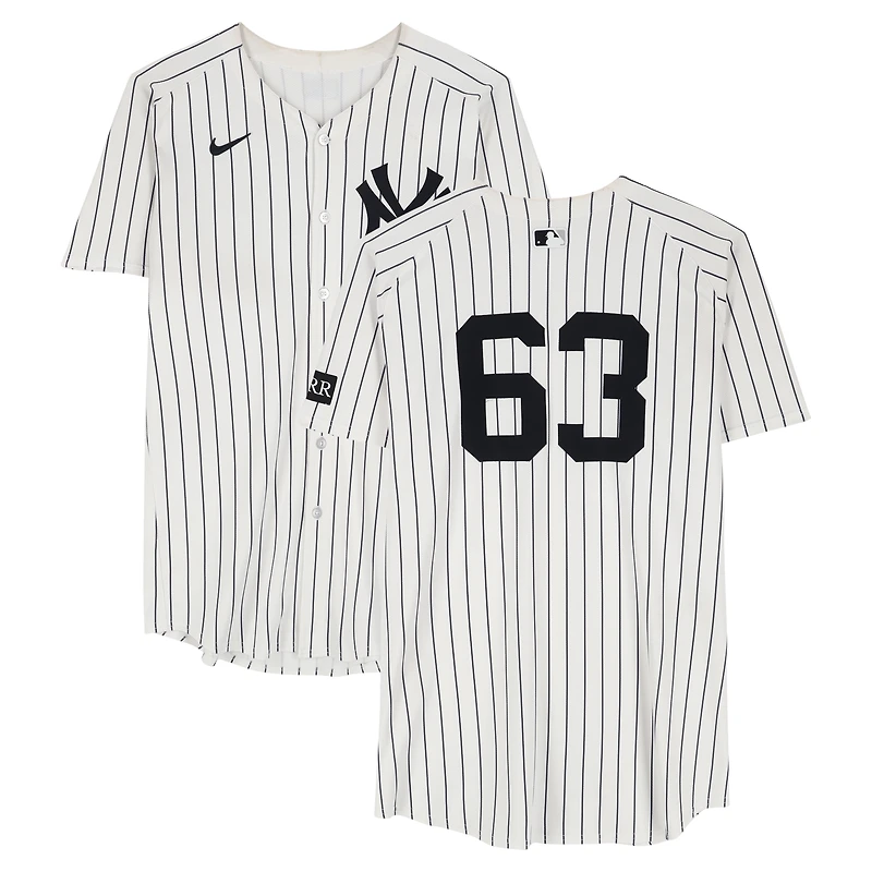 Fernando Cruz New York Yankees Player-Worn #63 White Pinstripe Nike Jersey vs. Toronto Blue Jays on October 8, 2025 - ALDS Game 4