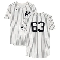 Fernando Cruz New York Yankees Player-Worn #63 White Pinstripe Nike Jersey vs. Toronto Blue Jays on October 8, 2025 - ALDS Game 4