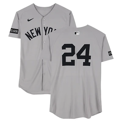 Jasson Domínguez New York Yankees Player-Worn #24 Gray Nike Jersey vs. Toronto Blue Jays on October 4, 2025 - ALDS Game 1