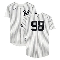 Will Warren New York Yankees Player-Worn #98 White Pinstripe Nike Jersey vs. Toronto Blue Jays on October 8, 2025 - ALDS Game 4