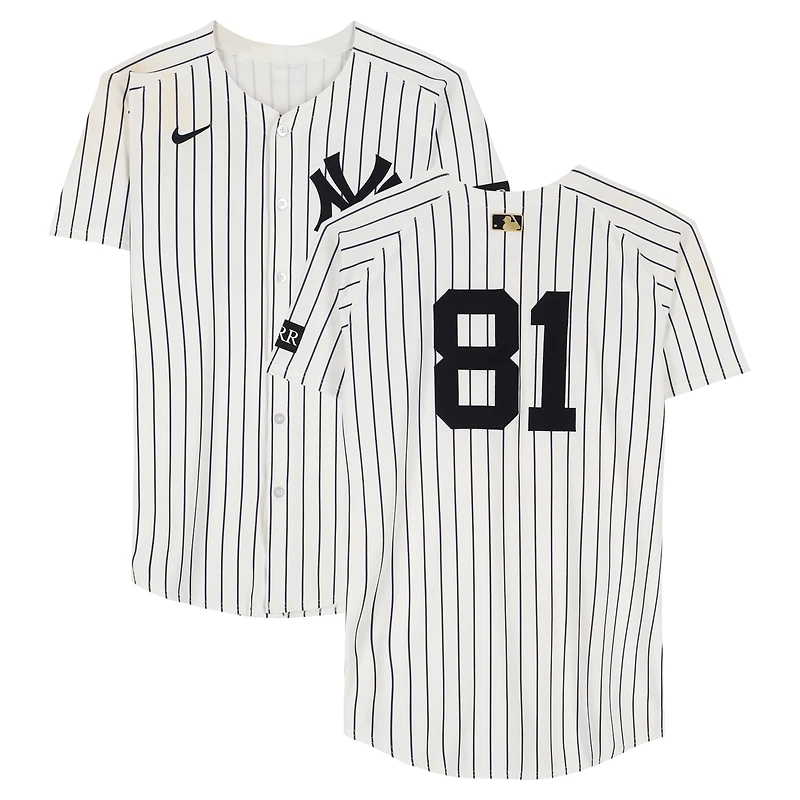 Luis Gil New York Yankees Player-Worn #81 White Pinstripe Nike Jersey vs. Toronto Blue Jays on October 8, 2025 - ALDS Game 4
