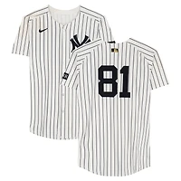 Luis Gil New York Yankees Player-Worn #81 White Pinstripe Nike Jersey vs. Toronto Blue Jays on October 8, 2025 - ALDS Game 4