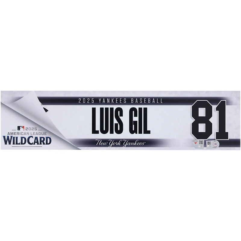 Luis Gil New York Yankees Player-Issued #81 Nameplate from 2025 Wild Card Series vs. Boston Red Sox