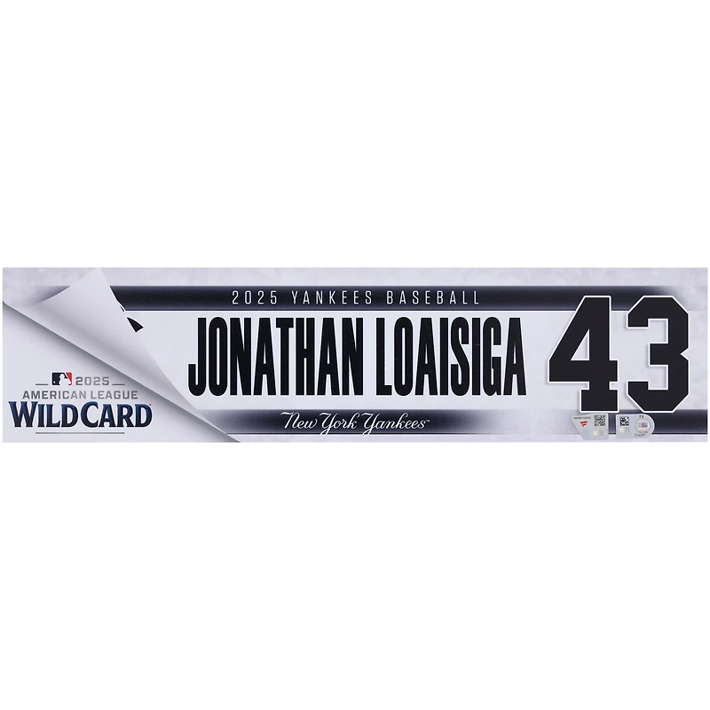 Jonathan Loáisiga New York Yankees Player-Issued #43 Nameplate from 2025 Wild Card Series vs. Boston Red Sox