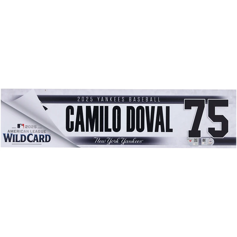 Camilo Doval New York Yankees Player-Issued #75 Nameplate from 2025 Wild Card Series vs. Boston Red Sox