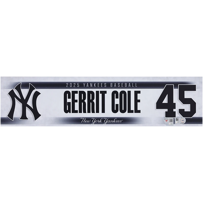 Gerrit Cole New York Yankees Player-Issued #45 Nameplate from the 2025 MLB Season