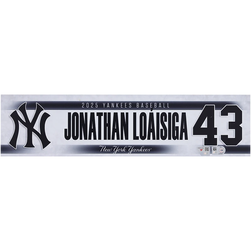 Jonathan Loáisiga New York Yankees Player-Issued #43 Nameplate from the 2025 MLB Season