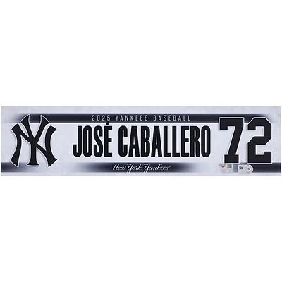 Jose Caballero New York Yankees Player-Issued #72 Nameplate from the 2025 MLB Season