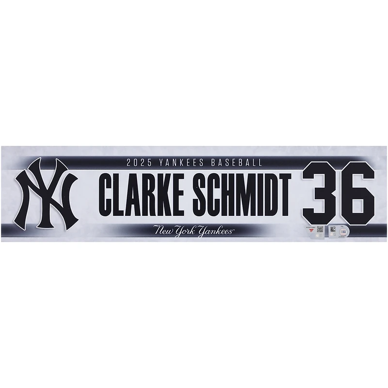 Clarke Schmidt New York Yankees Player-Issued #36 Nameplate from the 2025 MLB Season