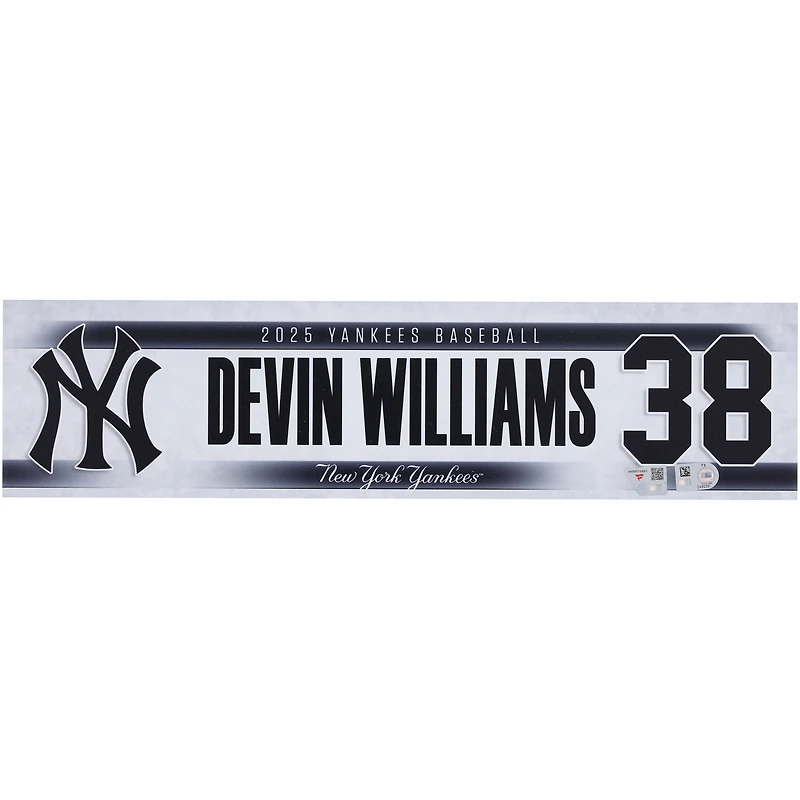 Devin Williams New York Yankees Player-Issued #38 Nameplate from the 2025 MLB Season
