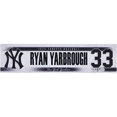 Ryan Yarbrough New York Yankees Player-Issued #33 Nameplate from the 2025 MLB Season