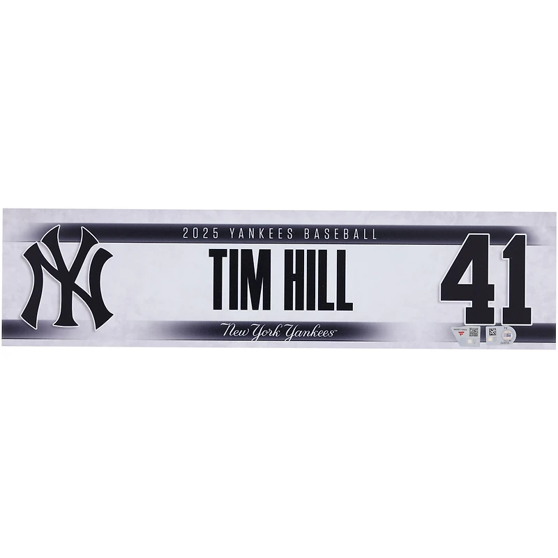 Tim Hill New York Yankees Player-Issued #41 Nameplate from the 2025 MLB Season