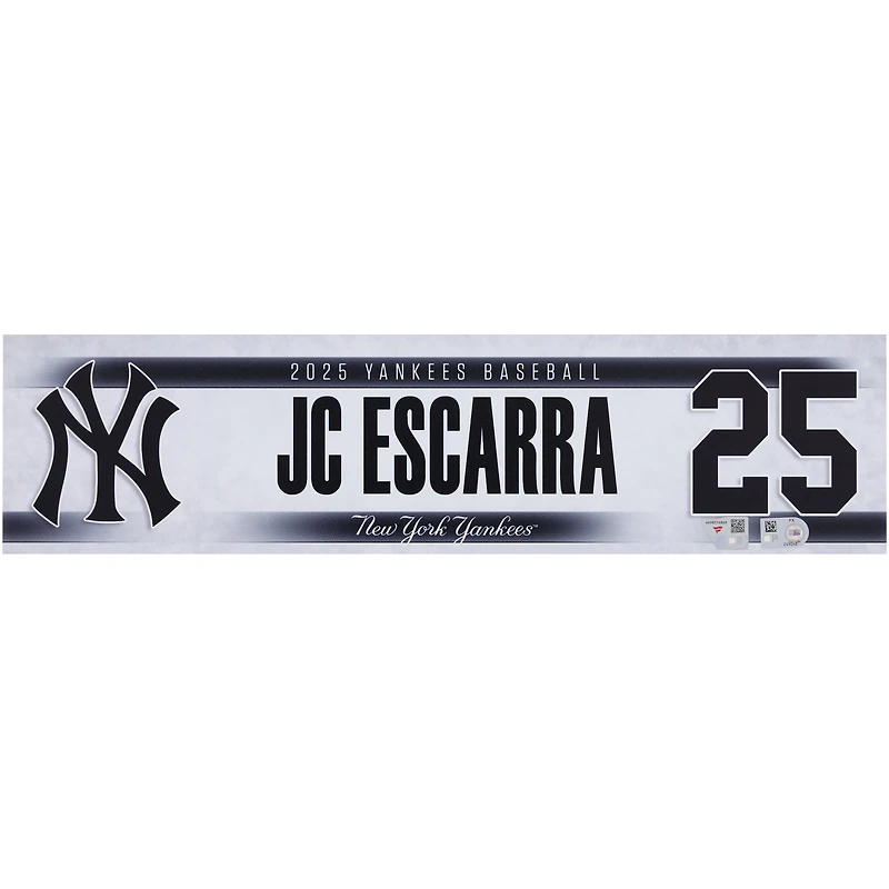 J.C. Escarra New York Yankees Player-Issued #25 Nameplate from the 2025 MLB Season