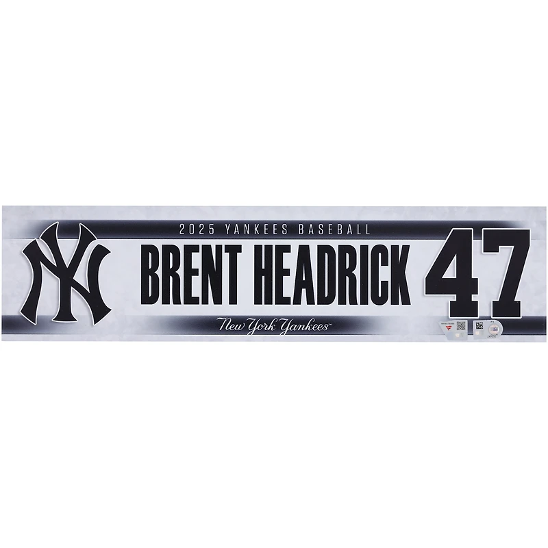 Brent Headrick New York Yankees Player-Issued #47 Nameplate from the 2025 MLB Season