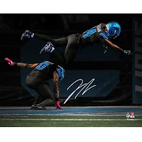 Jahmyr Gibbs Detroit Lions Autographed 8" x 10" 2025 Week 7 Touchdown Celebration Leap Spotlight Photograph