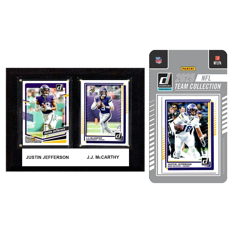 Minnesota Vikings 6" x 8" Player Plaque & 2025 Team Trading Card Set