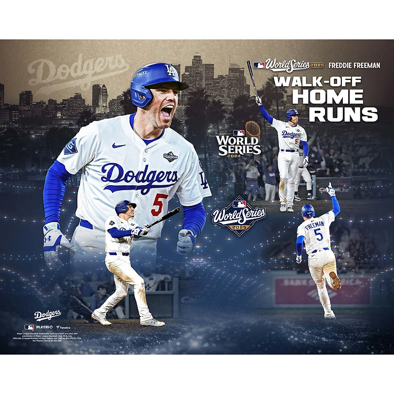 Freddie Freeman Los Angeles Dodgers Unsigned 2024 & 2025 World Series Walk-Off Home Run Collage Photograph
