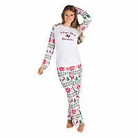 Women's Concepts Sport White Tampa Bay Buccaneers Tidings All-Over Print Knit Long Sleeve Top & Pants Set