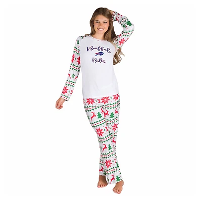 Women's Concepts Sport White Buffalo Bills Tidings All-Over Print Knit Long Sleeve Top & Pants Set