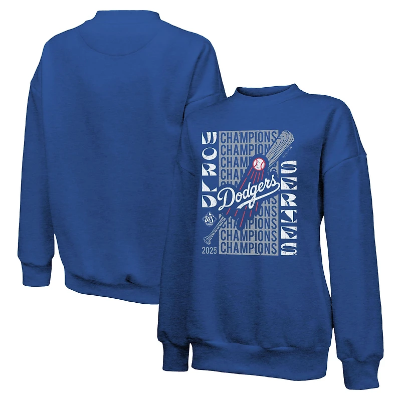 Women's Majestic Threads Royal Los Angeles Dodgers 2025 World Series Champions Aura Classic Tri-Blend Sweatshirt