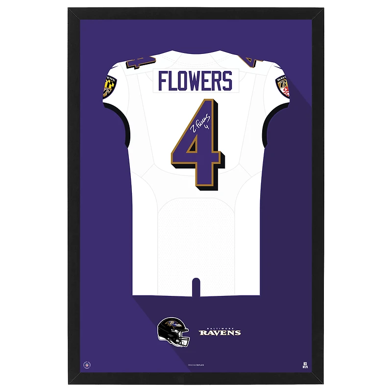 Zay Flowers Baltimore Ravens 14" x 20" Framed Jersey Print