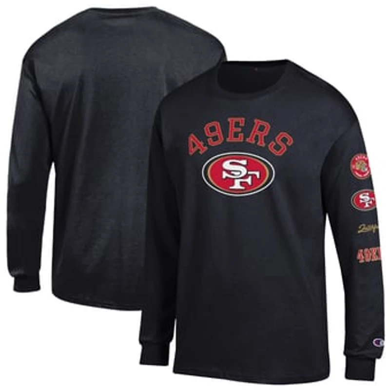 Men's Champion Black San Francisco 49ers Seal Long Sleeve T-Shirt