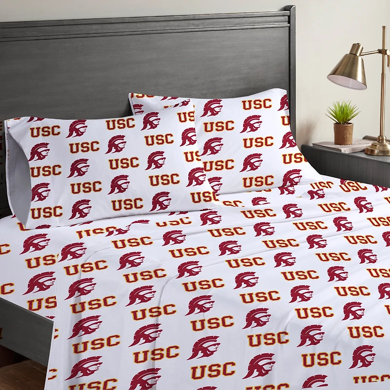 Pegasus USC Trojans Four-Piece Full Sheet Set