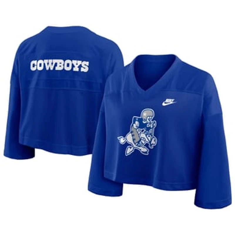 Women's Nike Royal Dallas Cowboys Rewind Cropped Mesh Dri-FIT Fashion Jersey