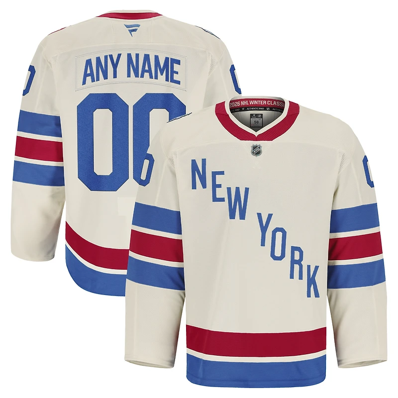 Men's Fanatics  Beige New York Rangers 2026 NHL Winter Classic Authentic Pro Custom Jersey