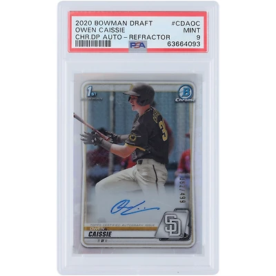 Owen Caissie San Diego Padres Autographed 2020 Bowman Chrome 1st Bowman Refractor #CDA-OS #362/499 PSA Authenticated 9 Card