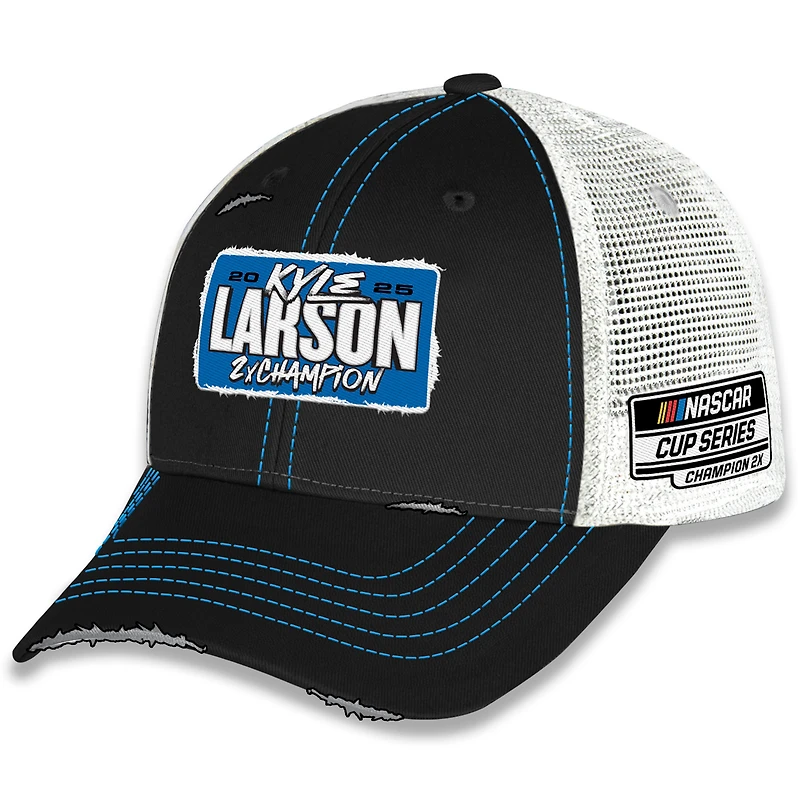 Men's Hendrick Motorsports Team Collection Black Kyle Larson Two-Time NASCAR Cup Series Champion Patch Trucker Adjustable Hat