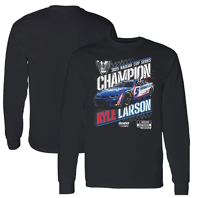 Men's Hendrick Motorsports Team Collection Black Kyle Larson 2025 NASCAR Cup Series Champion Official Long Sleeve T-Shirt