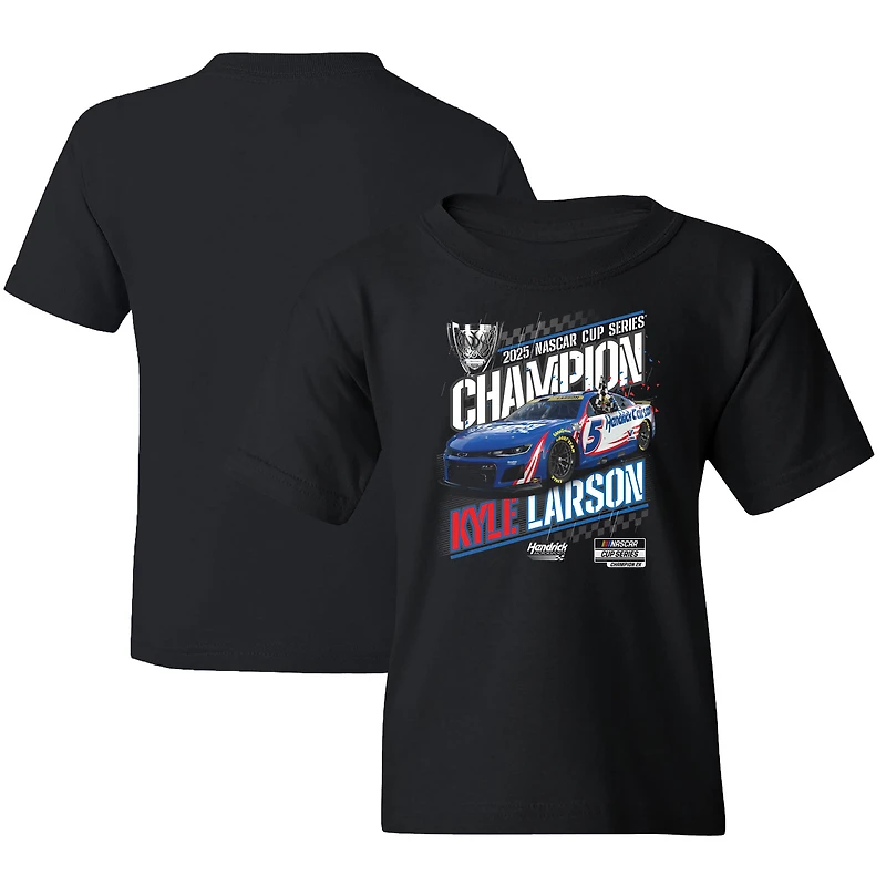 Youth Hendrick Motorsports Team Collection Black Kyle Larson 2025 NASCAR Cup Series Champion Official T-Shirt