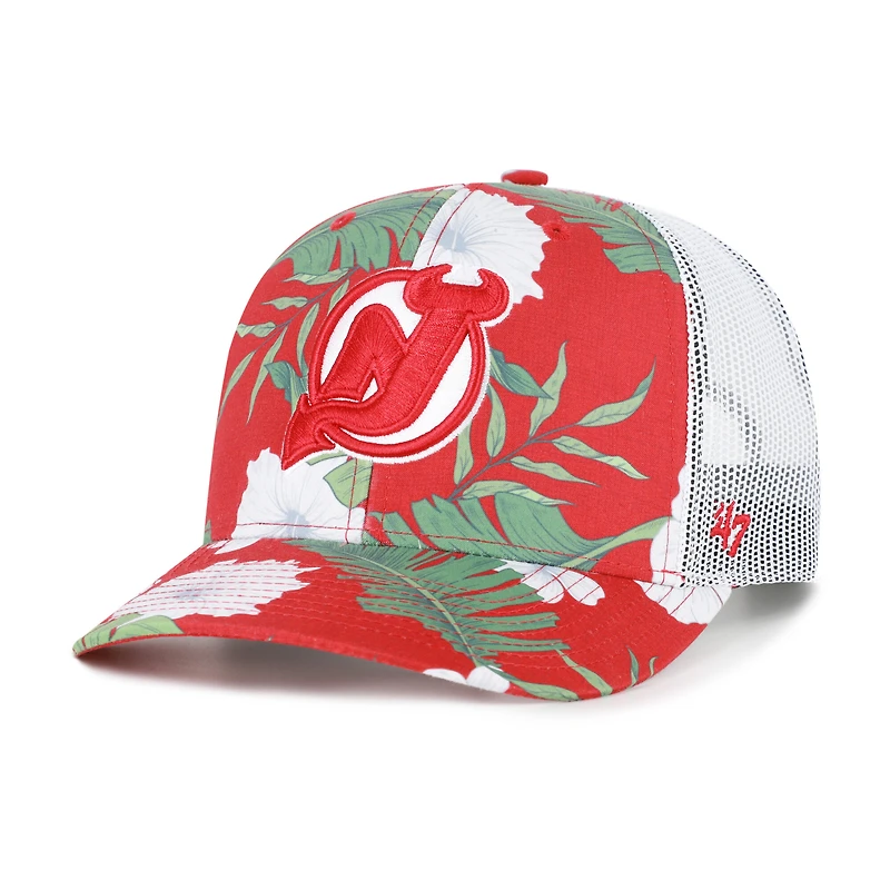 Men's '47  Red/White New Jersey Devils Beach Side Adjustable Trucker Hat