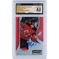 Jack Hughes New Jersey Devils Autographed 2019-20 Upper Deck Synergy Red Bounty #100 CGC Fanatics Witnessed Authenticated Auto 10 Rookie Card