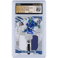Quinn Hughes Vancouver Canucks Autographed 2021-22 Upper Deck SP Game Used Banner Year Dual-Color Relic #BYA-QH CGC Fanatics Witnessed Authenticated Auto 10 Card