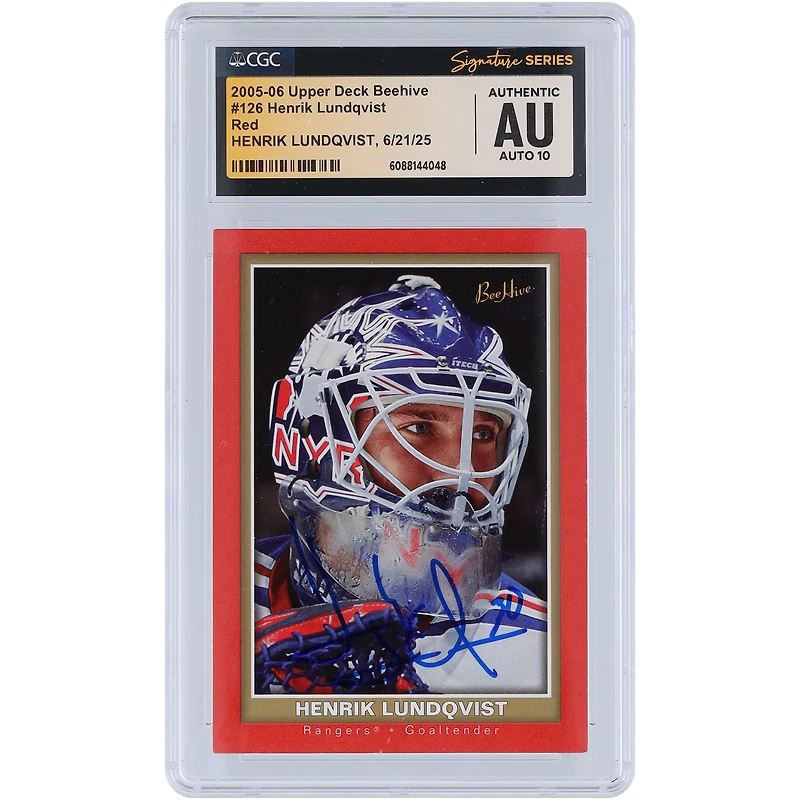 Henrik Lundqvist New York Rangers Autographed 2005-06 Upper Deck Beehive Red #126 CGC Fanatics Witnessed Authenticated Auto 10 Rookie Card