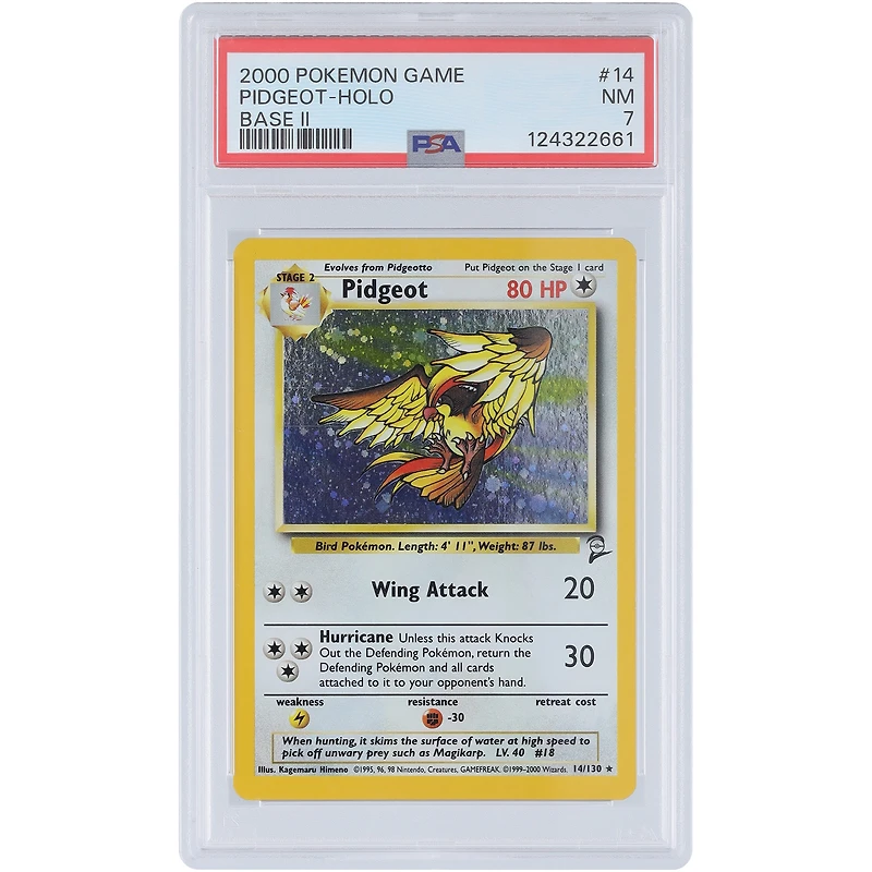 Pidgeot 2000 Pokemon Base Set 2 Holo #14 PSA Authenticated 7 Card