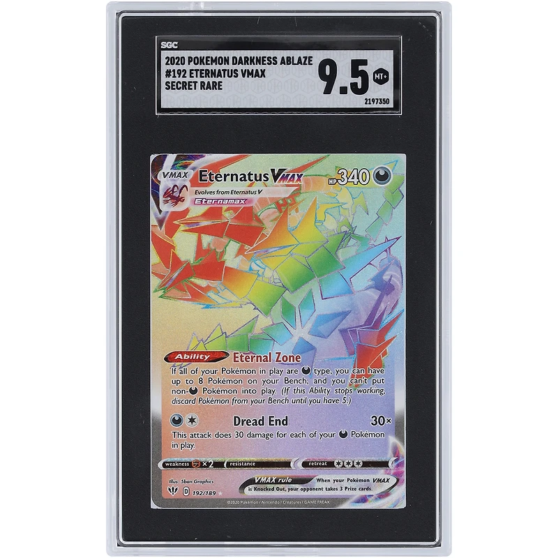 Eternatus VMAX 2020 Pokemon Darkness Ablaze Secret Rare #192 SGC Authenticated 9.5 Card